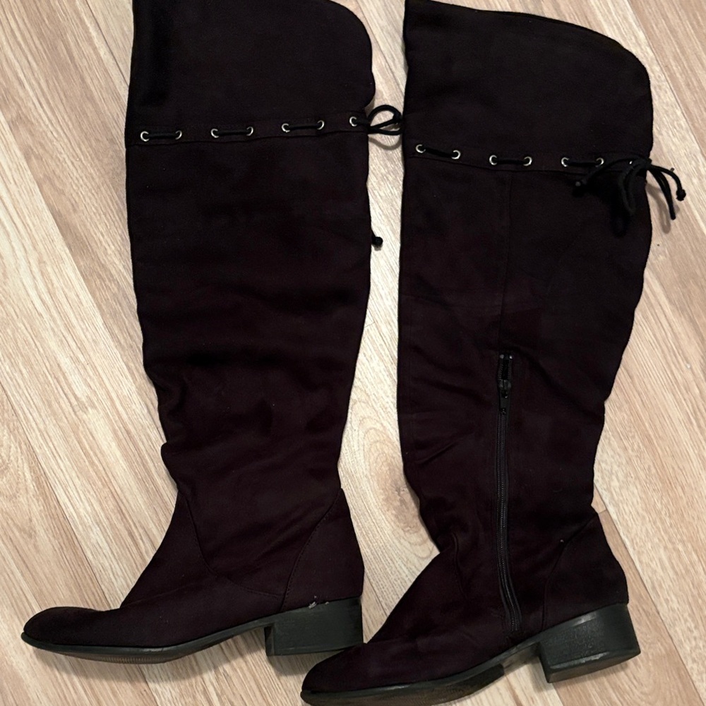 Elegant Black suede Knee-High Women's Boots
